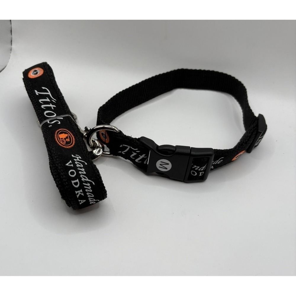 Tito's Handmade‎ Vodka 66" Dog Leash And Collar Black & Orange